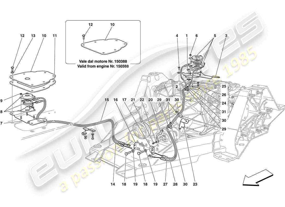 ferrari california (rhd) manual dct gearbox lock release control parts diagram