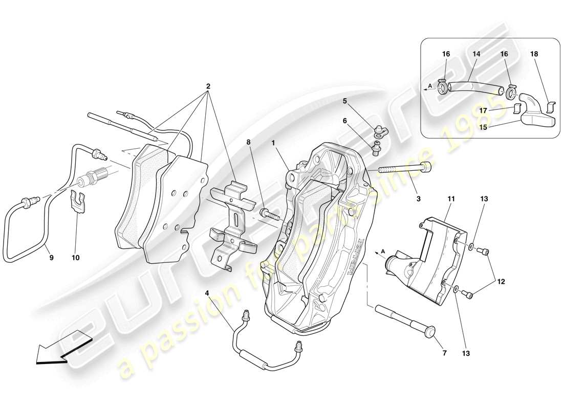 ferrari 599 gto (europe) front brake calliper parts diagram