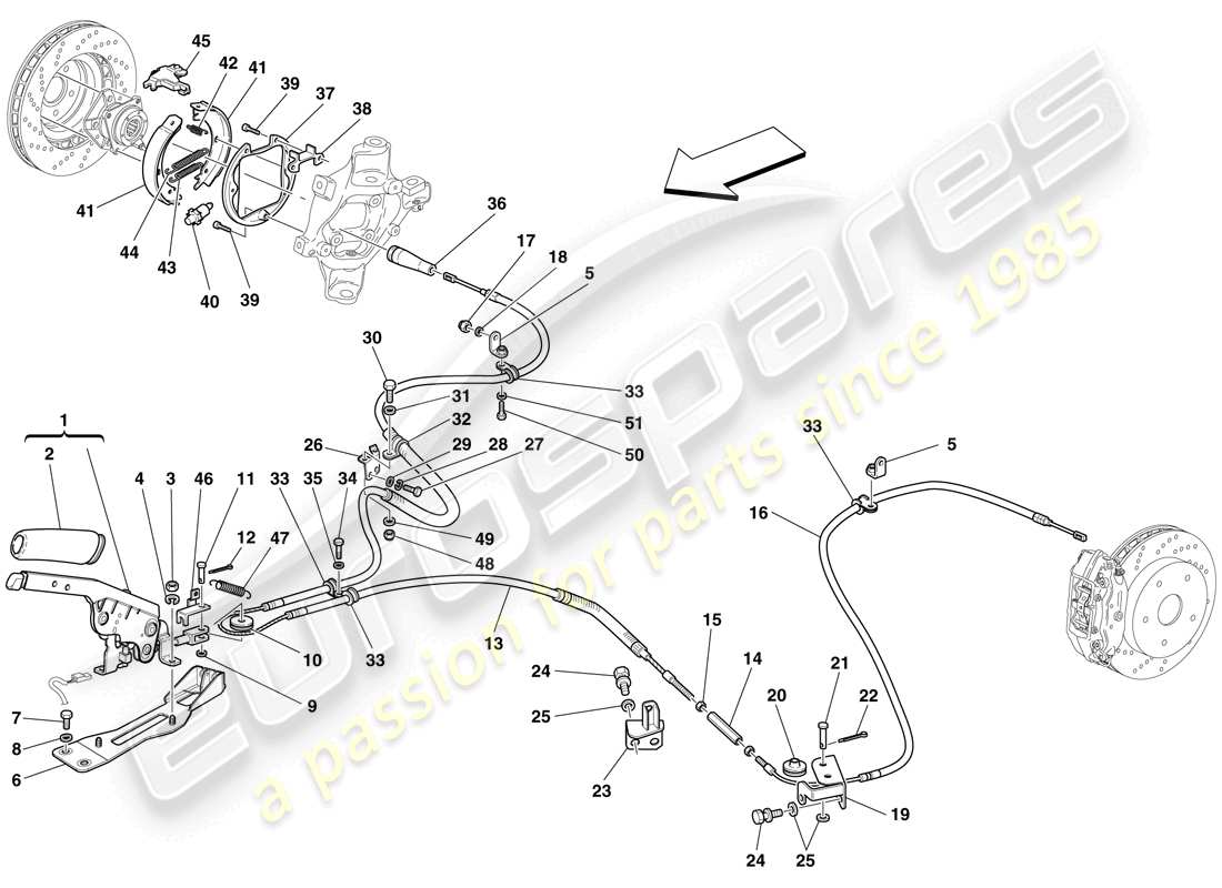 ferrari 599 gto (europe) parking brake control parts diagram