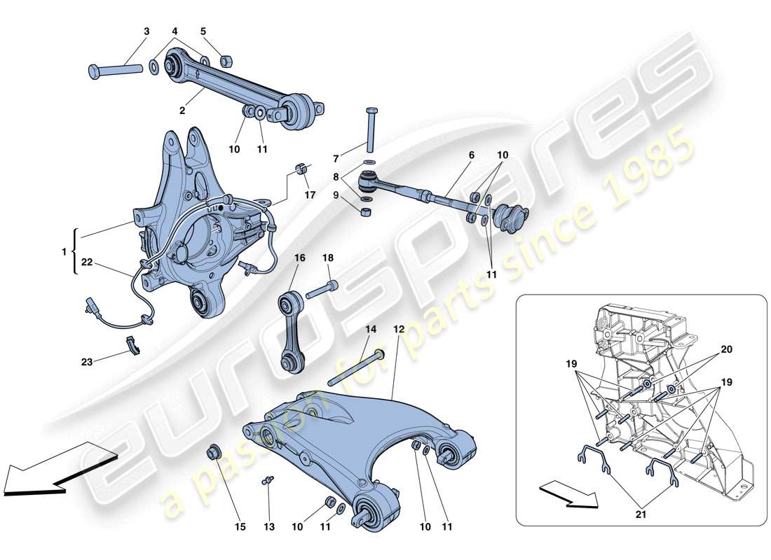 ferrari 458 spider (rhd) rear suspension - arms parts diagram