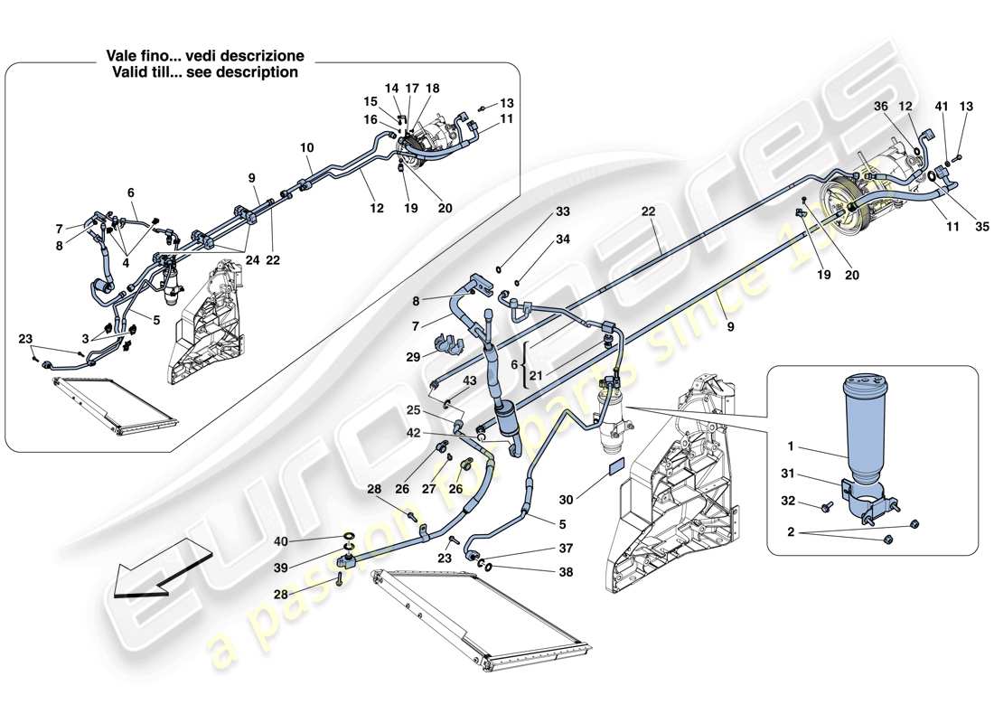 ferrari 458 italia (usa) ac system - freon parts diagram
