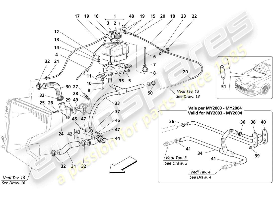 maserati trofeo nourice - cooling system parts diagram