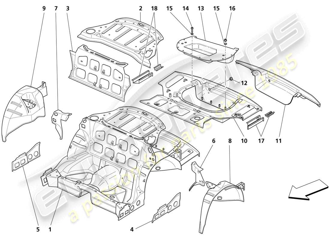 maserati trofeo central structure parts diagram