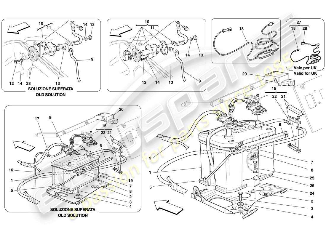 ferrari f430 scuderia spider 16m (europe) battery parts diagram