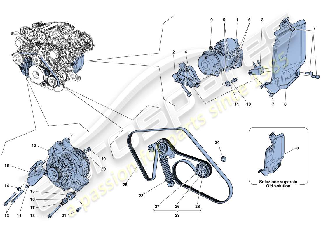 ferrari california t (rhd) alternator - starter motor part diagram