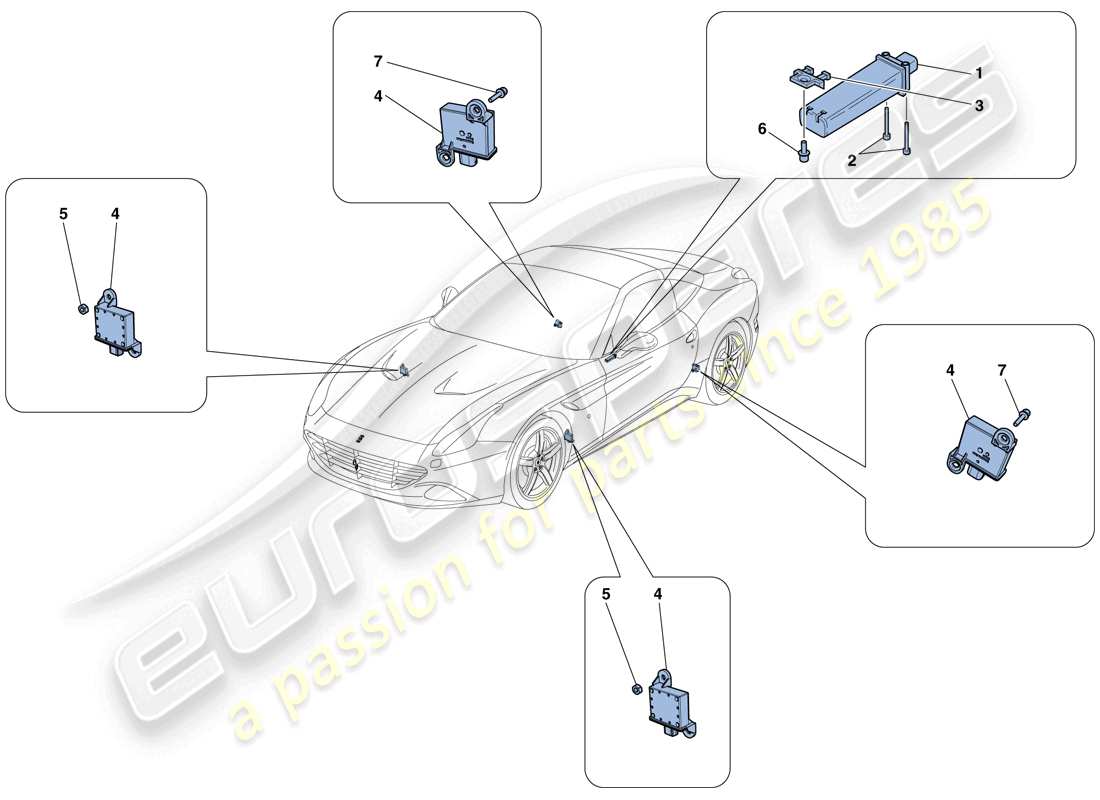 ferrari california t (rhd) tyre pressure monitoring system parts diagram