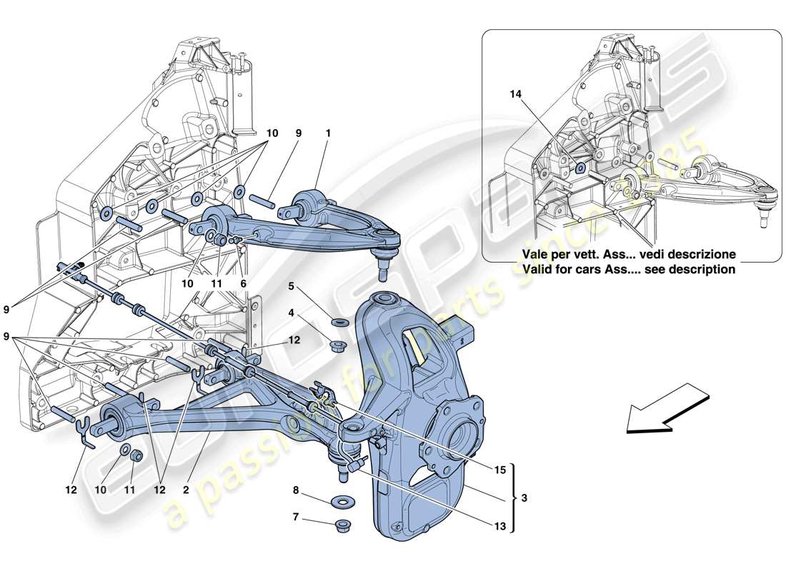 ferrari 458 italia (usa) front suspension - arms parts diagram