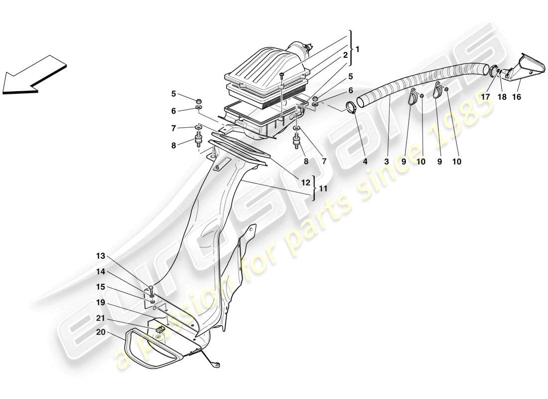 ferrari 599 sa aperta (rhd) air intake parts diagram