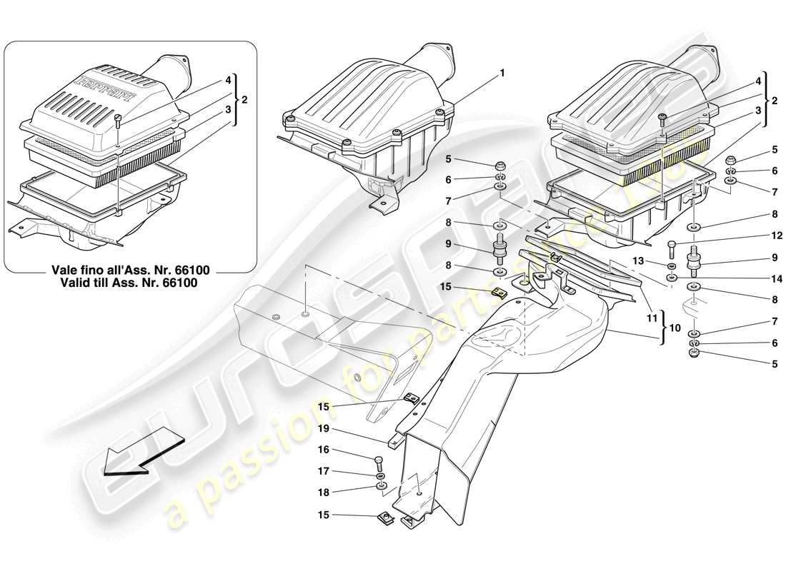 ferrari 612 scaglietti (usa) air intake parts diagram
