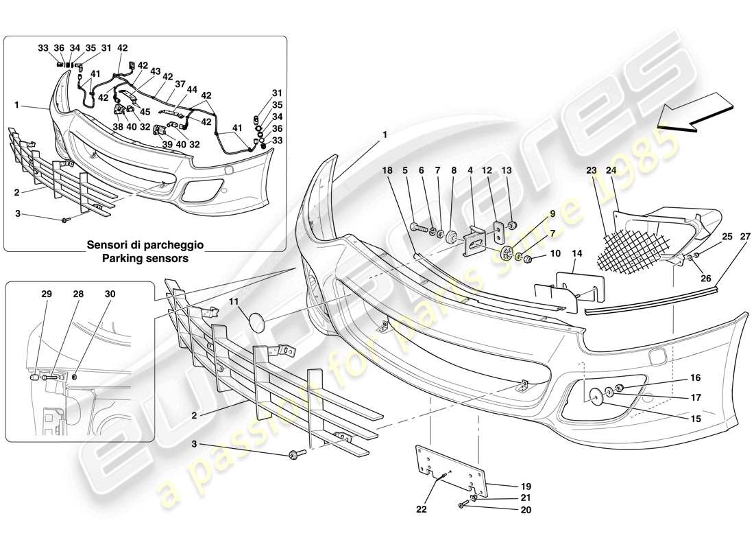 ferrari 599 sa aperta (europe) front bumper parts diagram