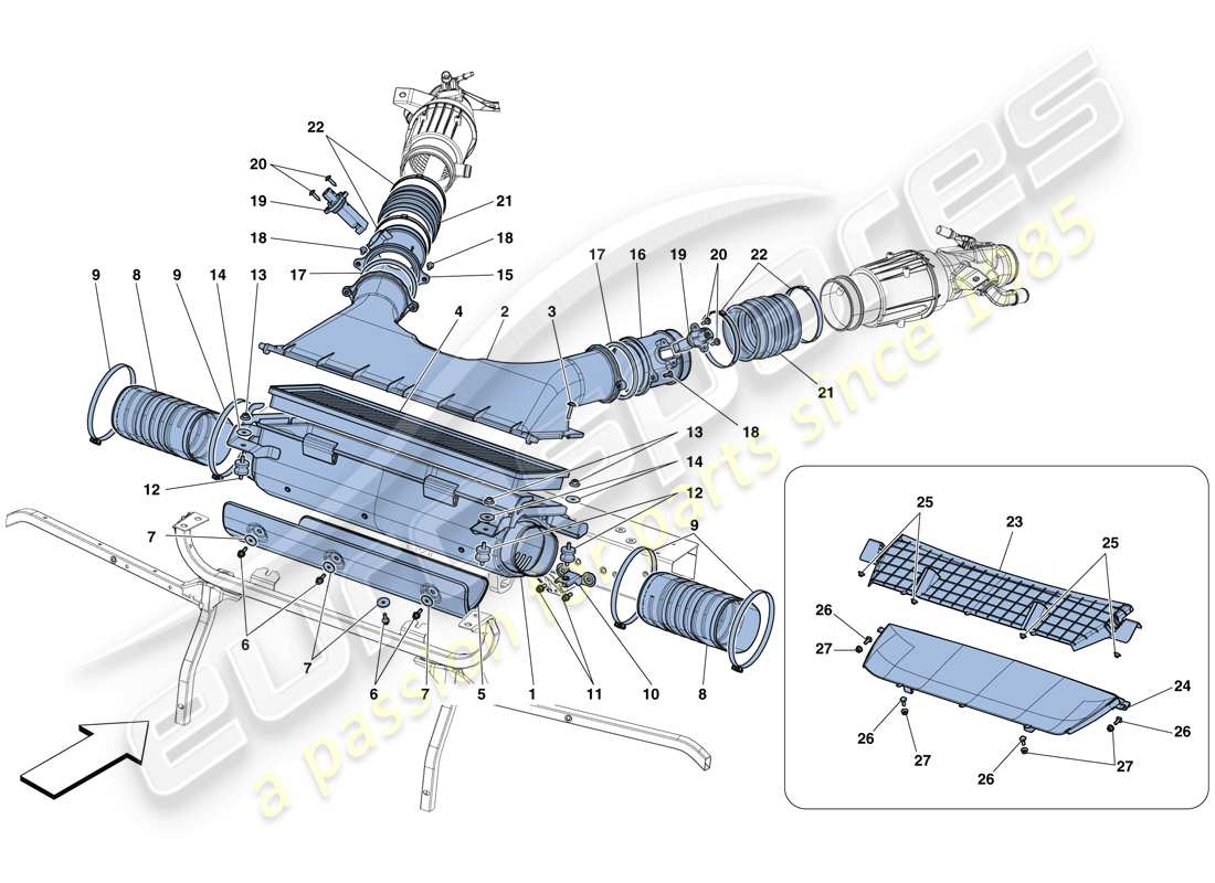 ferrari 488 spider (rhd) air filter, air intake and ducts parts diagram