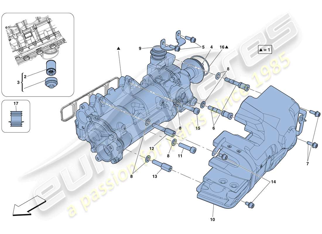 ferrari f12 tdf (usa) cooling - oil pump parts diagram