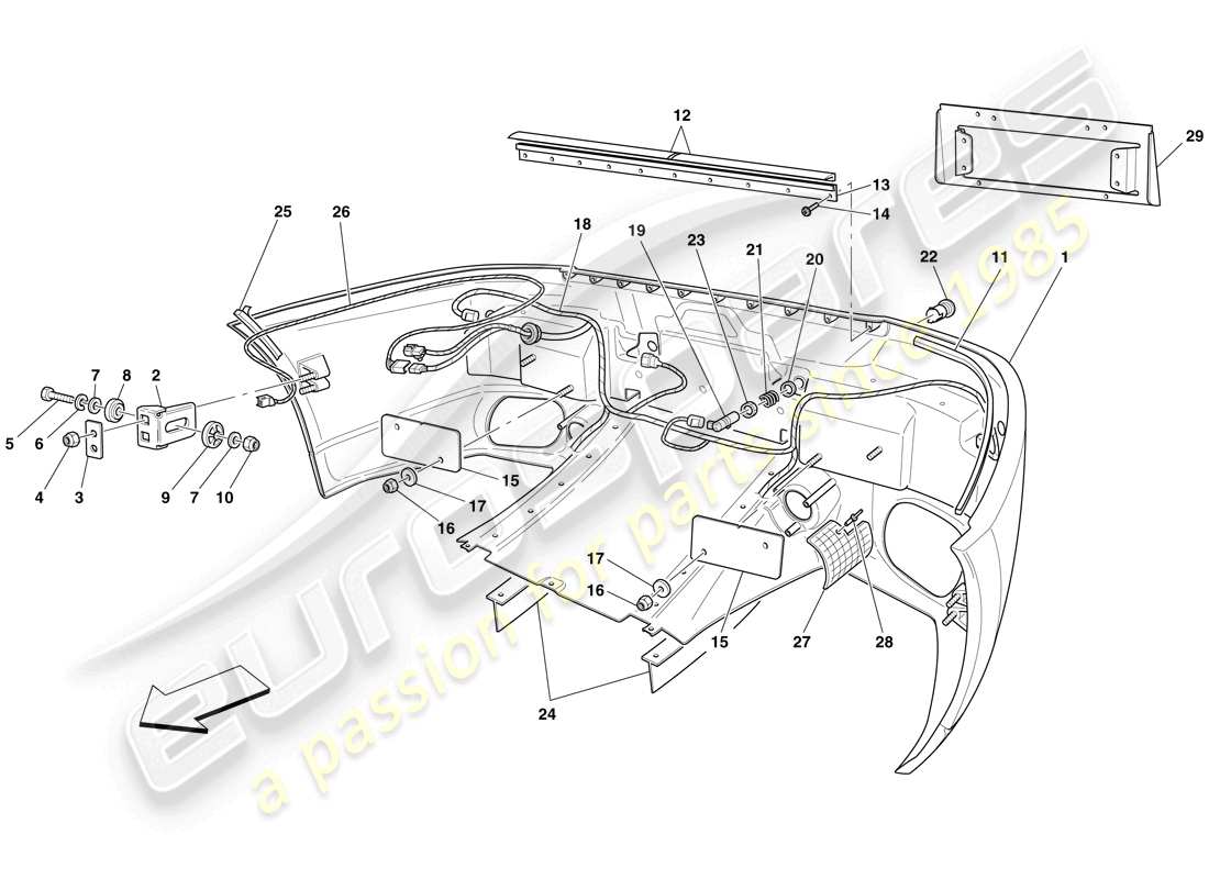 ferrari 599 sa aperta (europe) rear bumper parts diagram