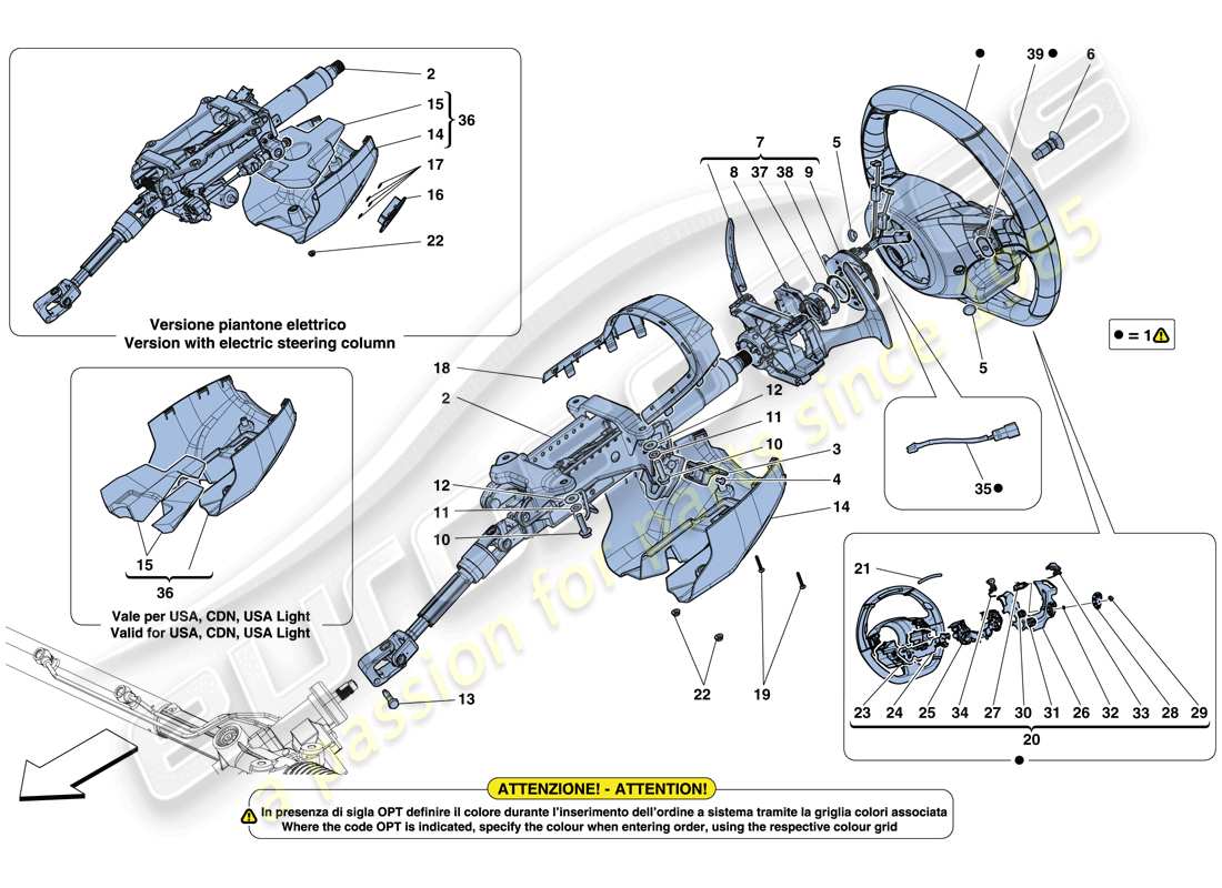 ferrari 488 gtb (europe) steering control part diagram