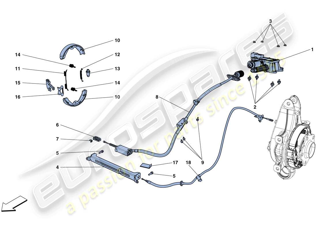 ferrari california t (rhd) parking brake part diagram