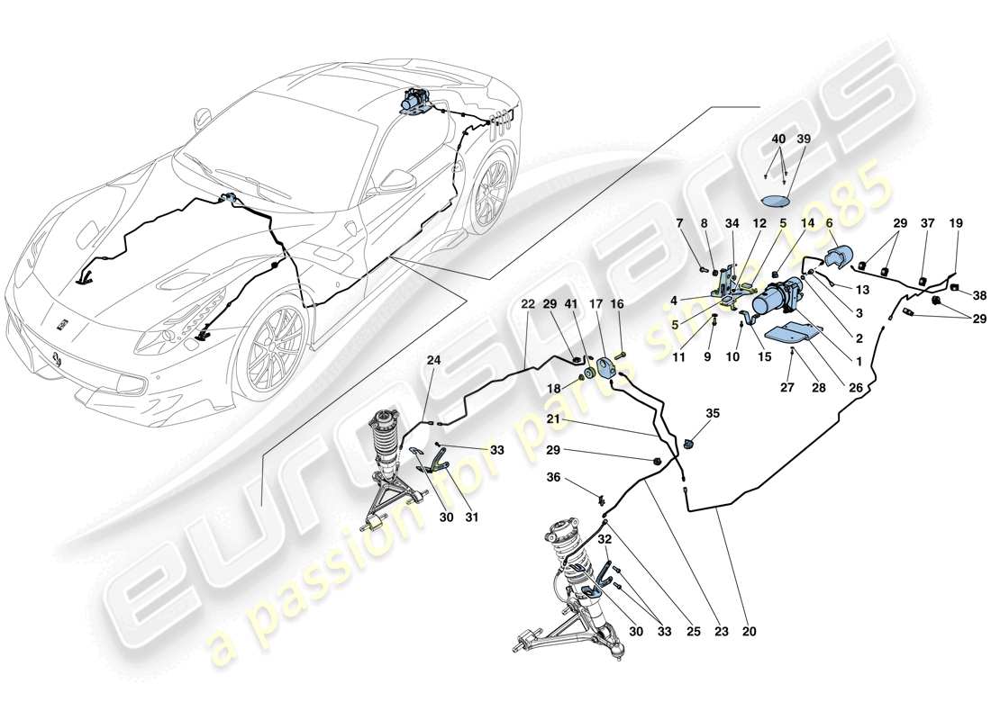 ferrari f12 tdf (rhd) vehicle lift system parts diagram