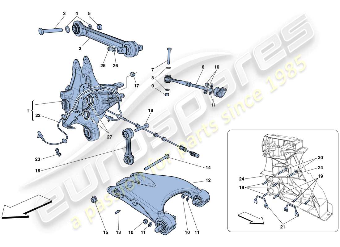 ferrari 458 speciale (rhd) rear suspension - arms parts diagram