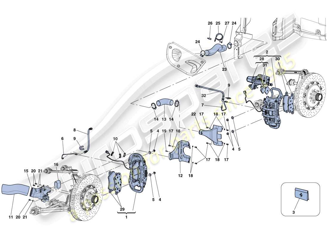 ferrari laferrari aperta (europe) front and rear brake calipers parts diagram