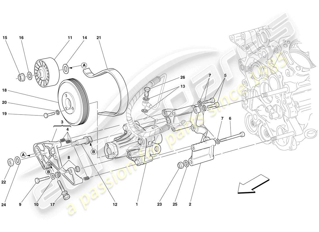 ferrari 612 scaglietti (usa) power steering pump parts diagram