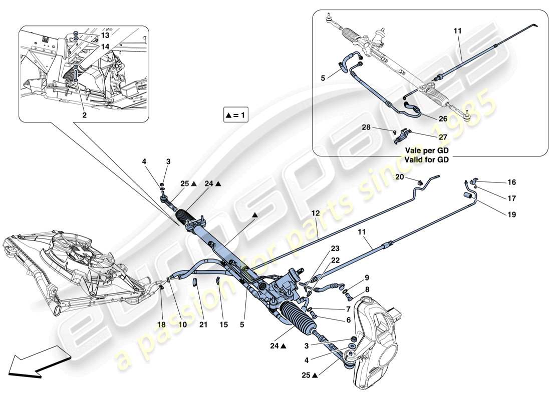 ferrari 488 gtb (usa) hydraulic power steering box parts diagram