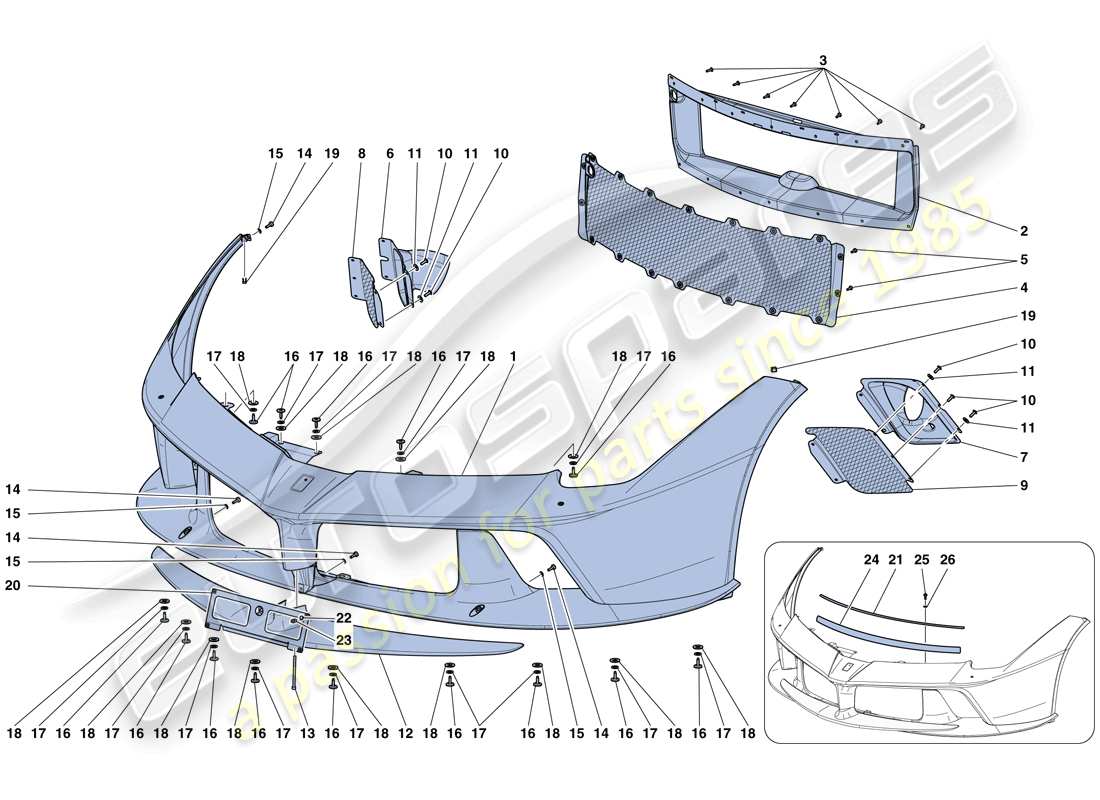 ferrari laferrari aperta (europe) front bumper parts diagram