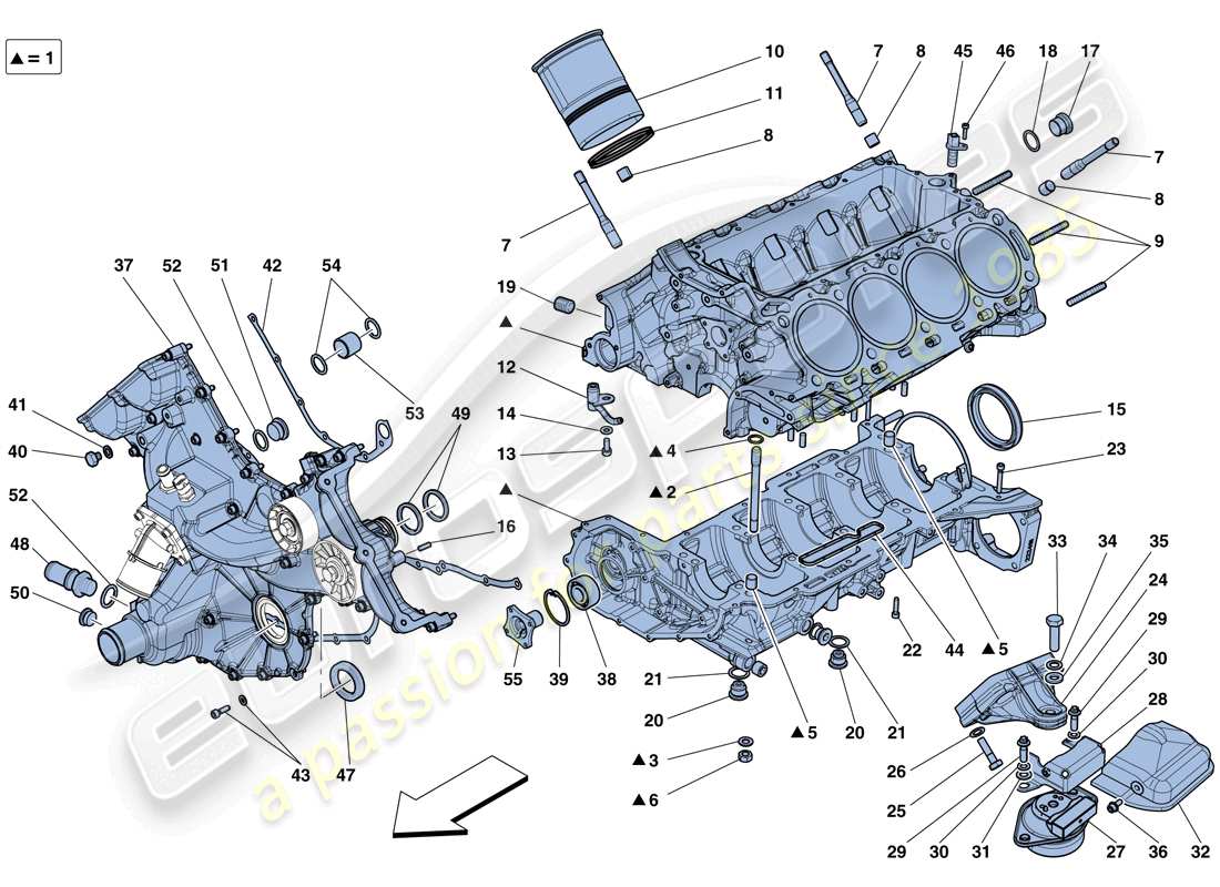 ferrari 458 italia (rhd) crankcase parts diagram