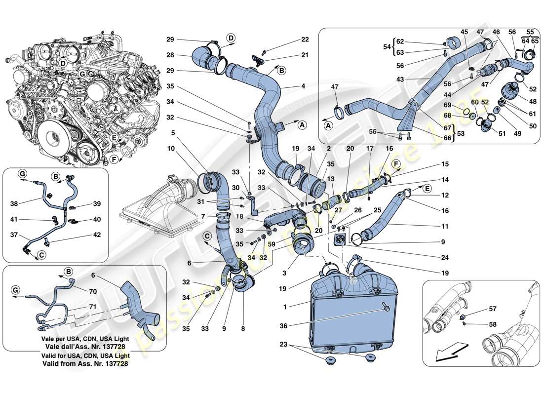 ferrari california t (usa) intercooler part diagram