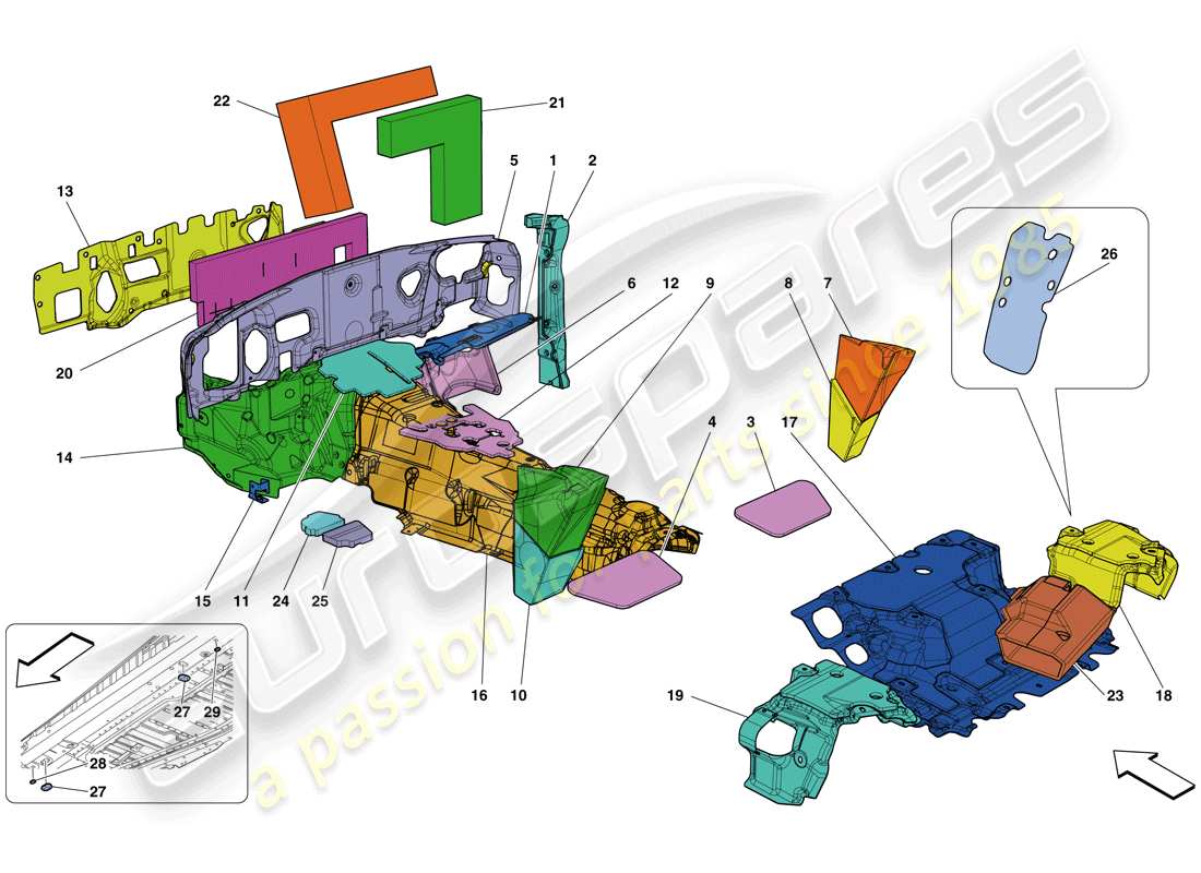 ferrari california t (rhd) insulation part diagram