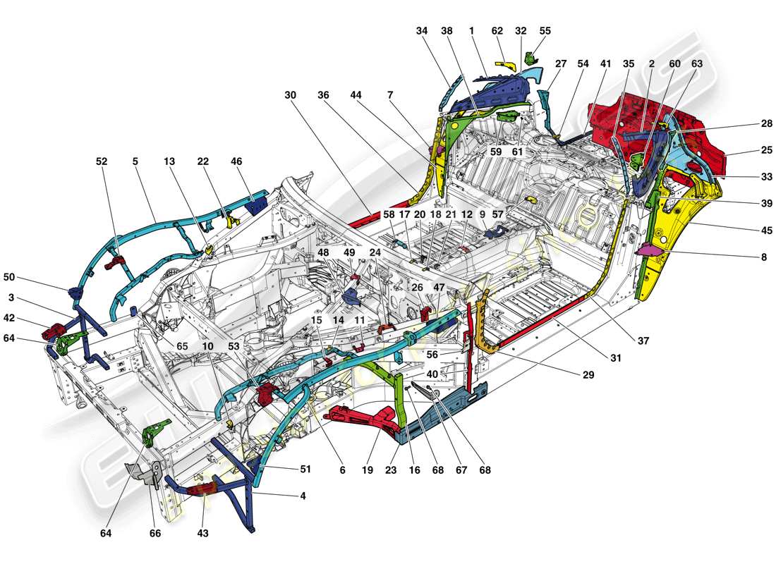 ferrari 812 superfast (europe) chassis completion parts diagram