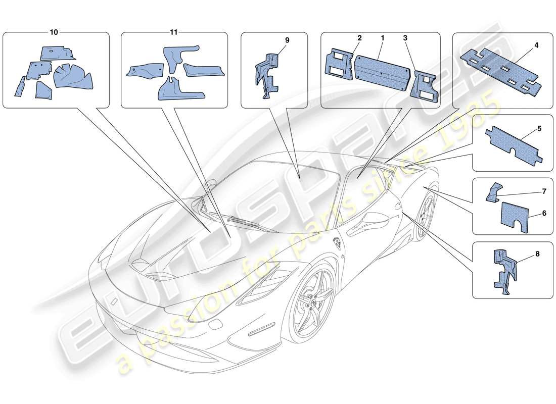 ferrari 458 speciale (rhd) insulation part diagram