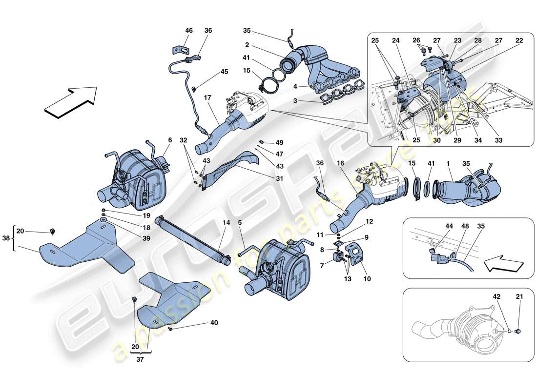 ferrari 458 speciale (rhd) exhaust system parts diagram