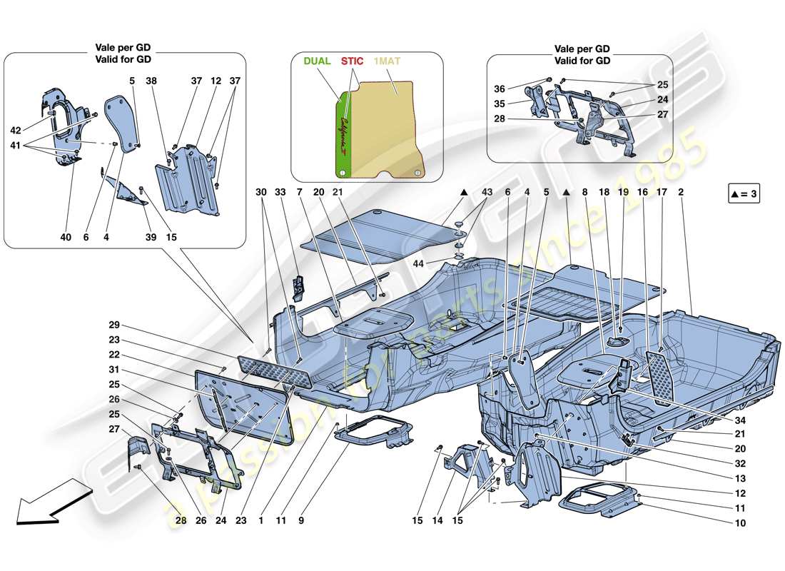 ferrari california t (rhd) passenger compartment mats part diagram