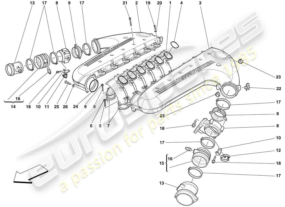 ferrari 599 sa aperta (usa) intake manifold parts diagram