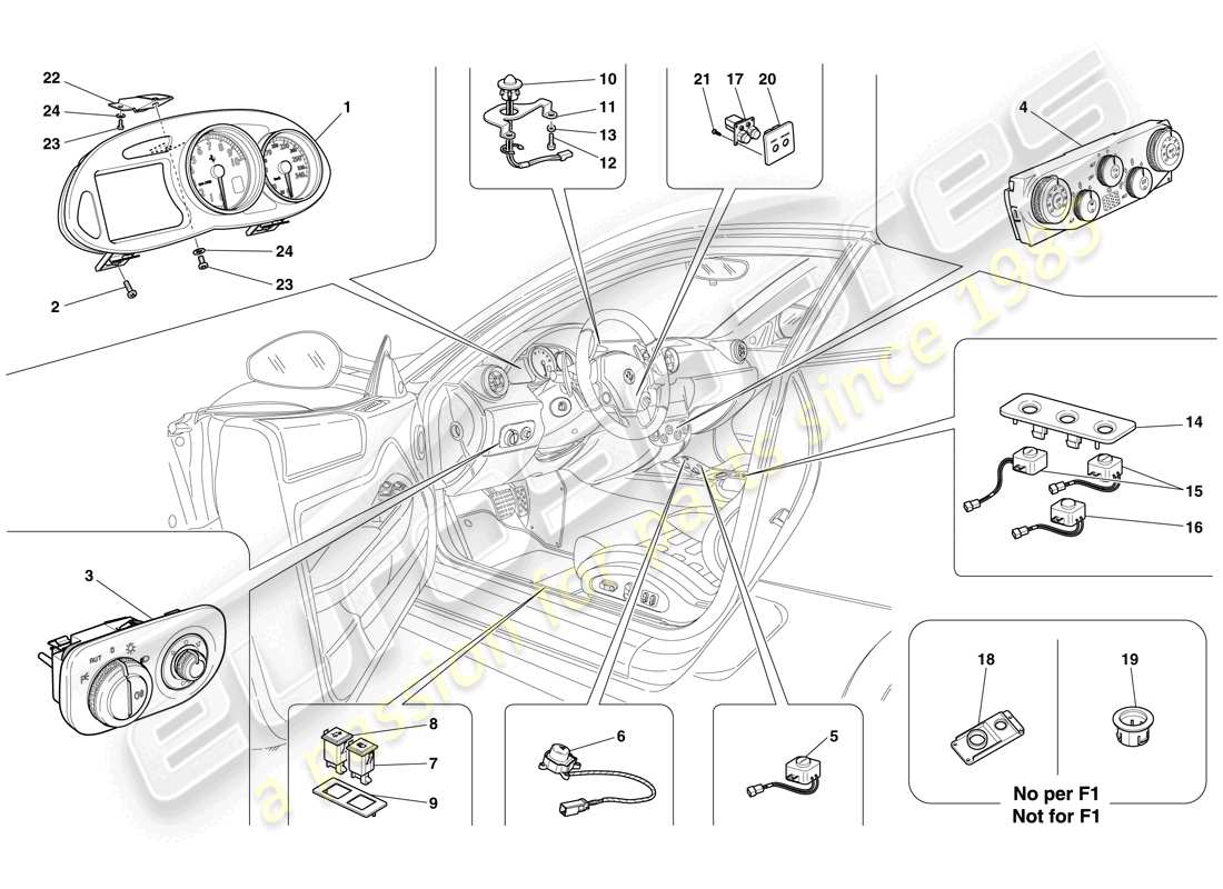 ferrari 599 gtb fiorano (rhd) instrumentation part diagram