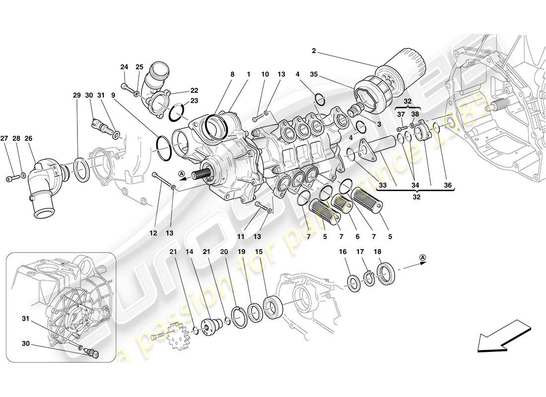 ferrari f430 coupe (usa) oil / water pump parts diagram