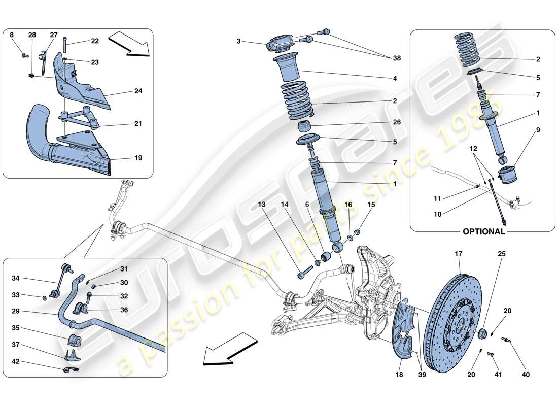 ferrari 812 superfast (usa) front suspension - shock absorber and brake disc part diagram