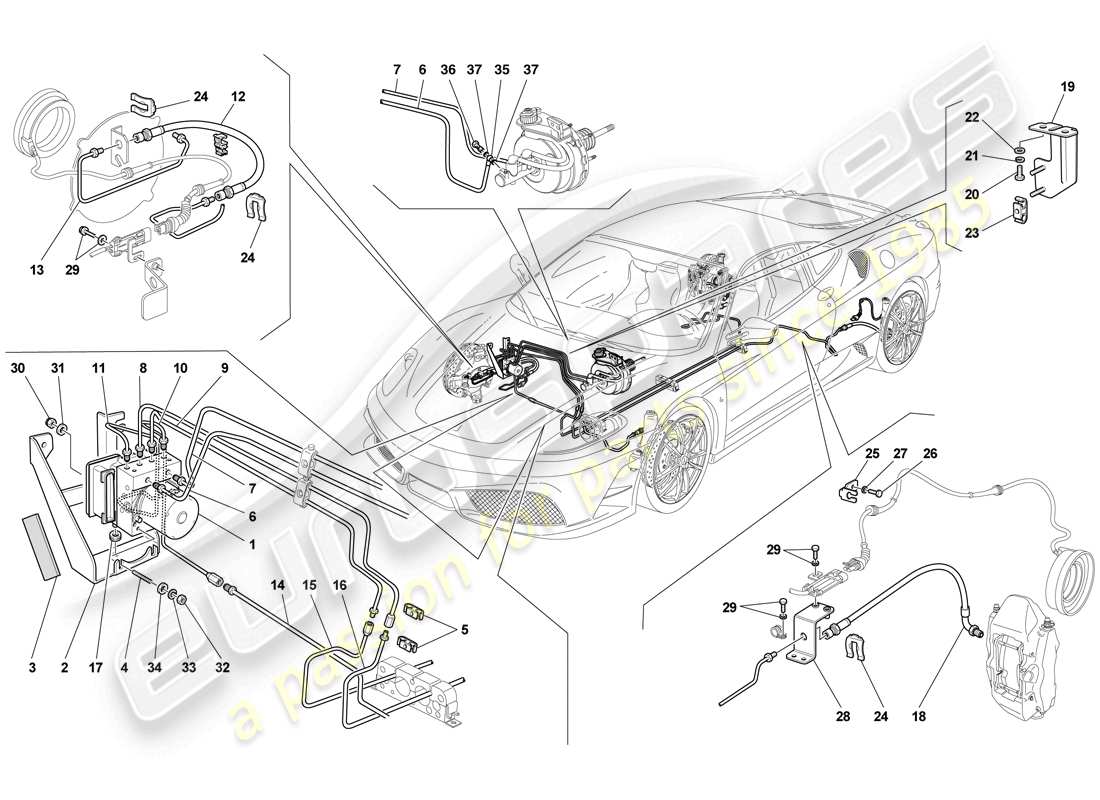 ferrari f430 scuderia spider 16m (europe) brake system part diagram