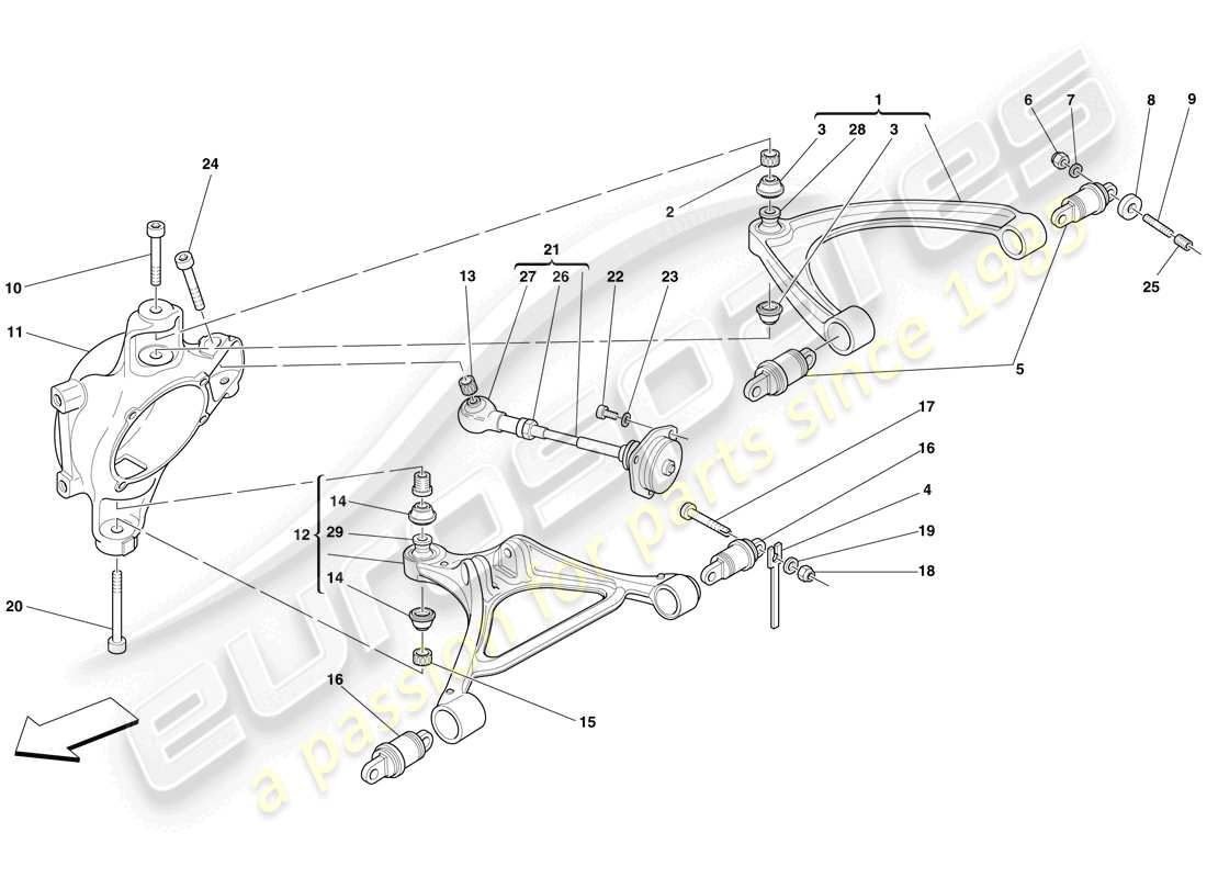 ferrari f430 spider (rhd) rear suspension - arms parts diagram