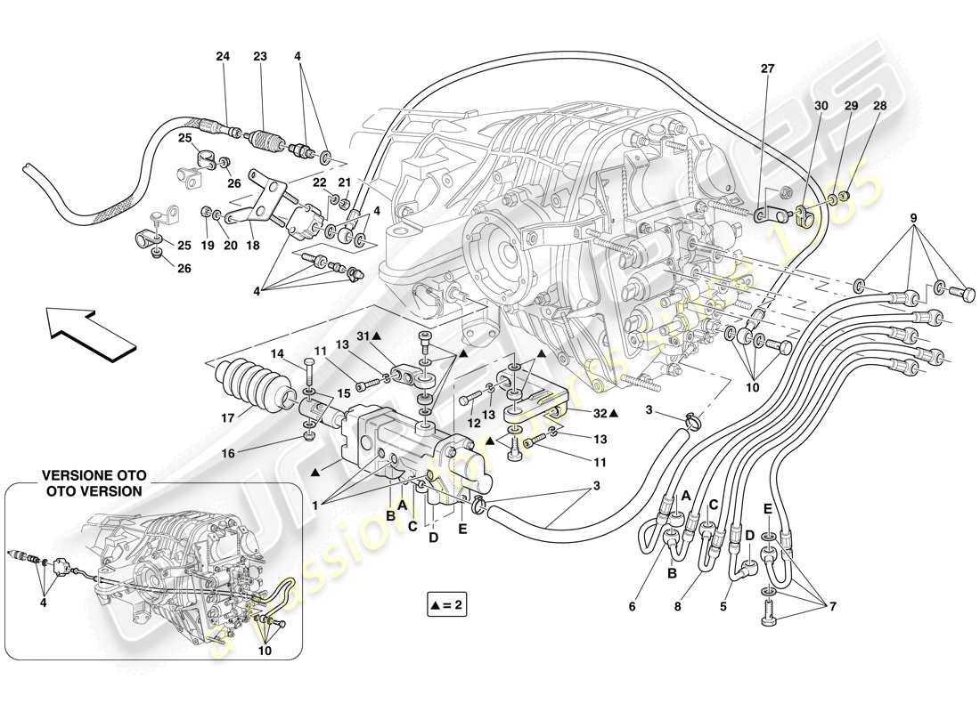 ferrari 612 scaglietti (usa) f1 clutch hydraulic control parts diagram