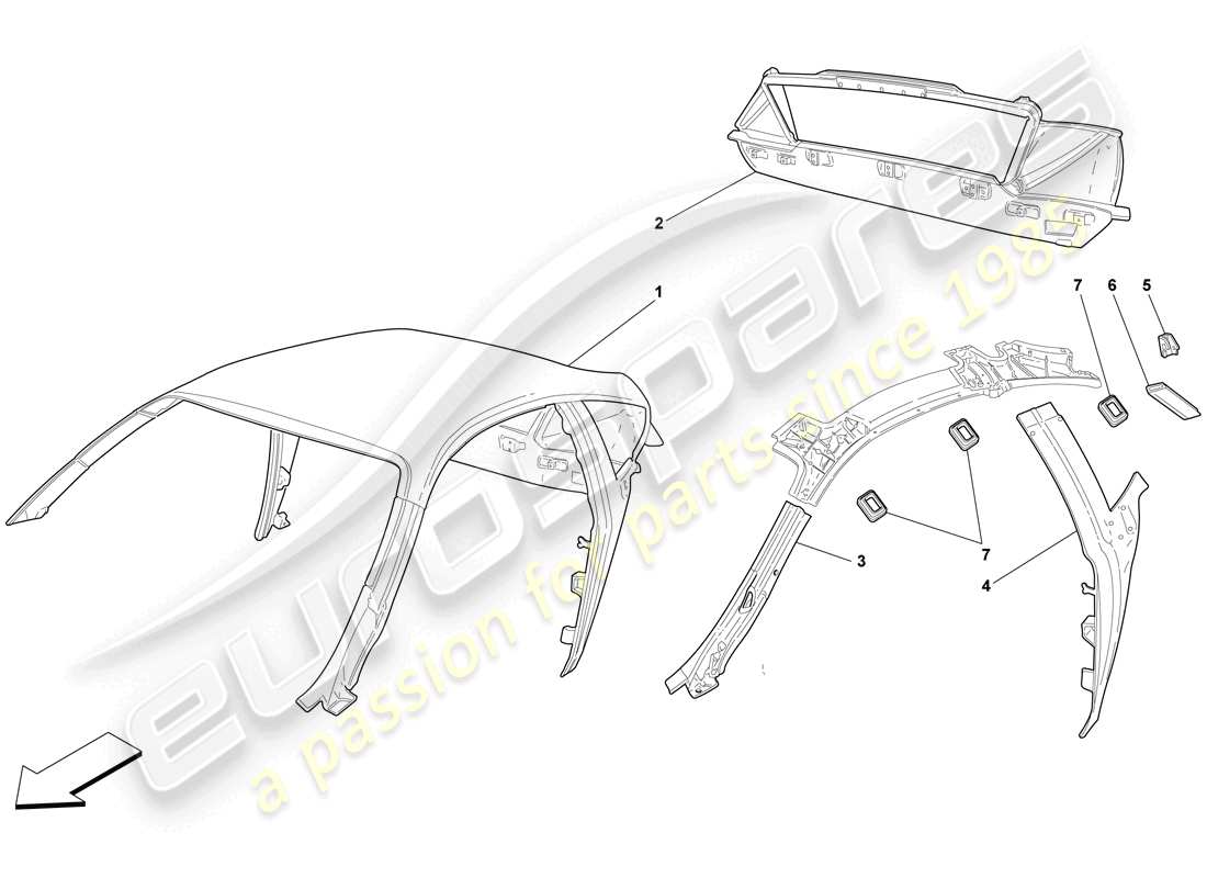 ferrari f430 scuderia spider 16m (europe) roof - structure parts diagram