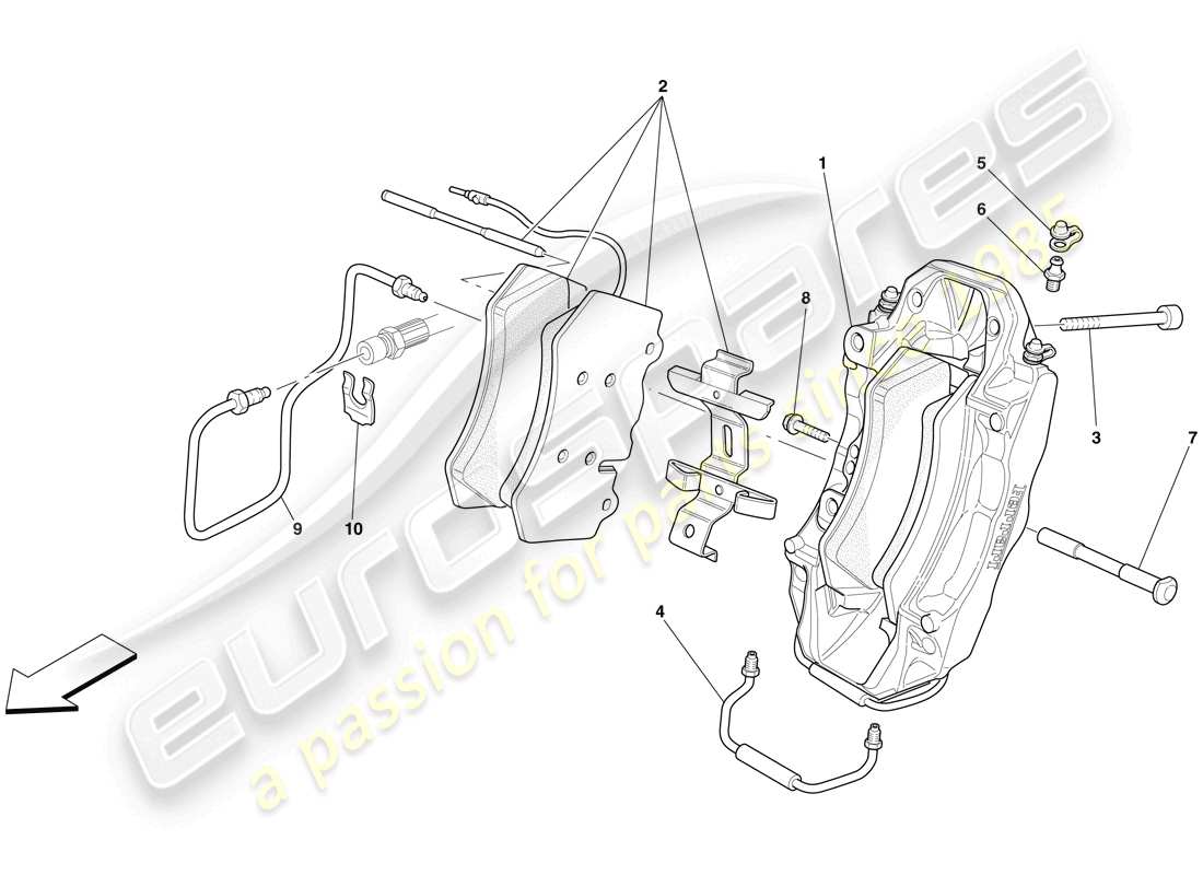 ferrari 599 gtb fiorano (rhd) front brake calliper part diagram