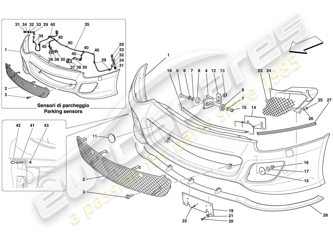 ferrari 599 gto (rhd) front bumper part diagram