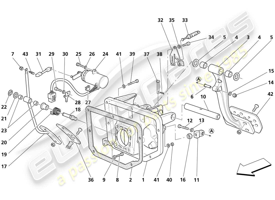 maserati trofeo pedals and electronic accelerator control parts diagram