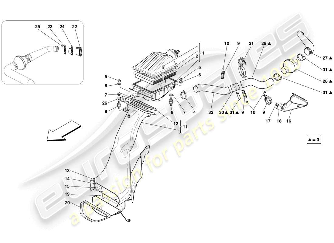 ferrari 599 gto (rhd) air intake part diagram