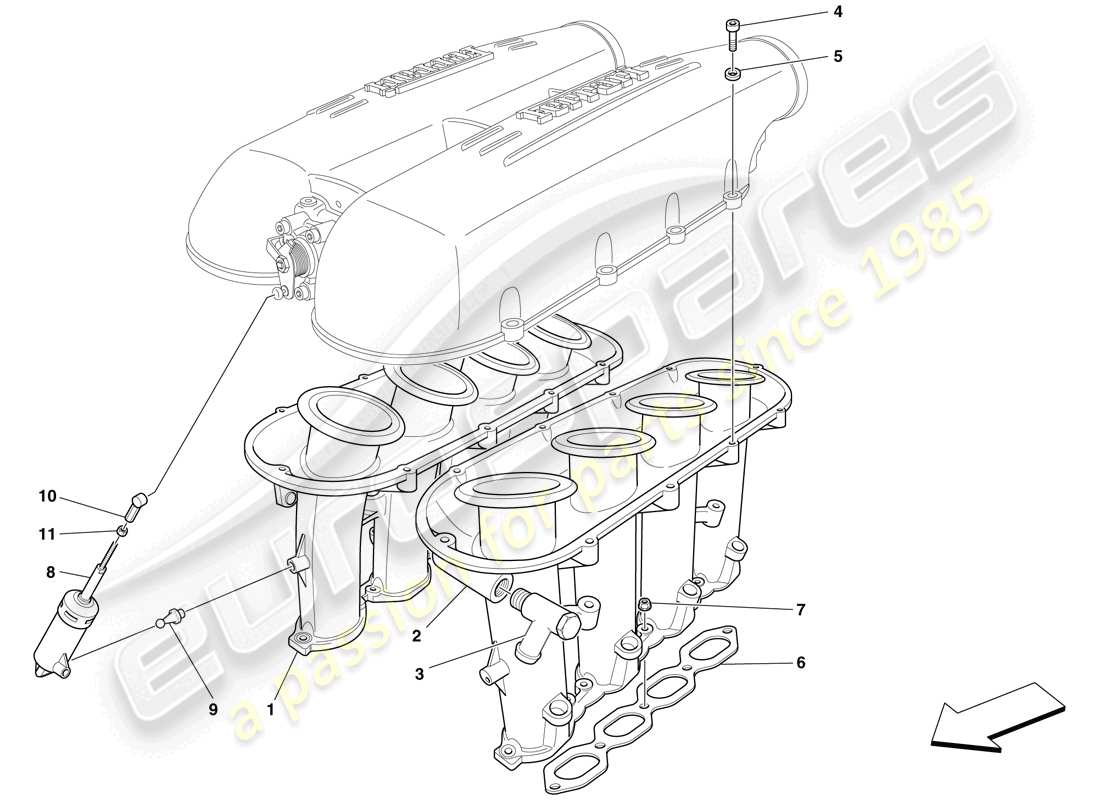 ferrari f430 scuderia spider 16m (usa) intake manifold parts diagram