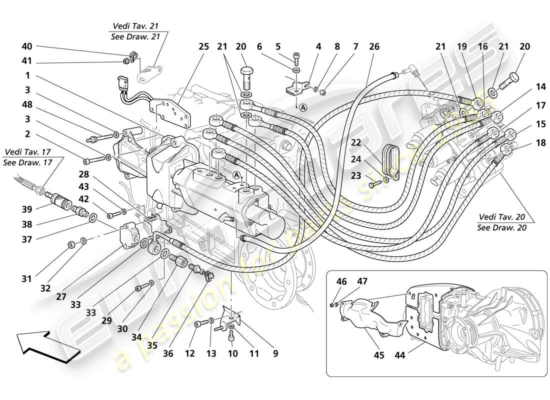 maserati trofeo clutch hydraulic controls parts diagram