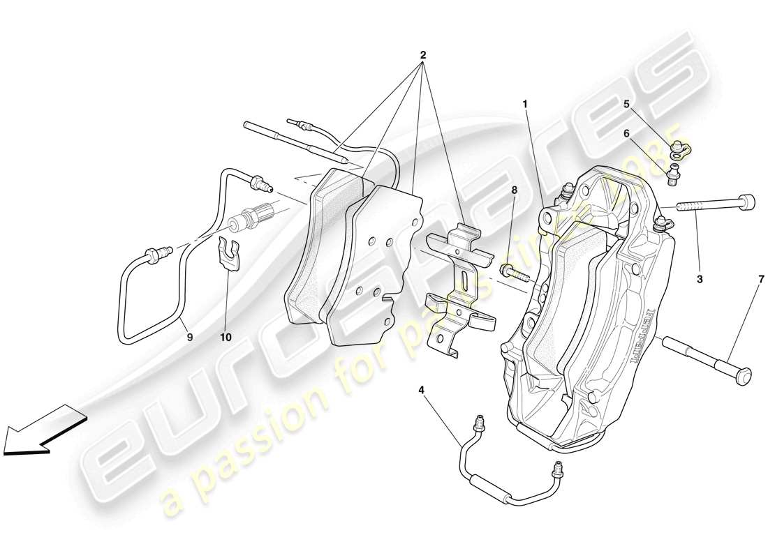 ferrari 599 gtb fiorano (europe) front brake calliper parts diagram