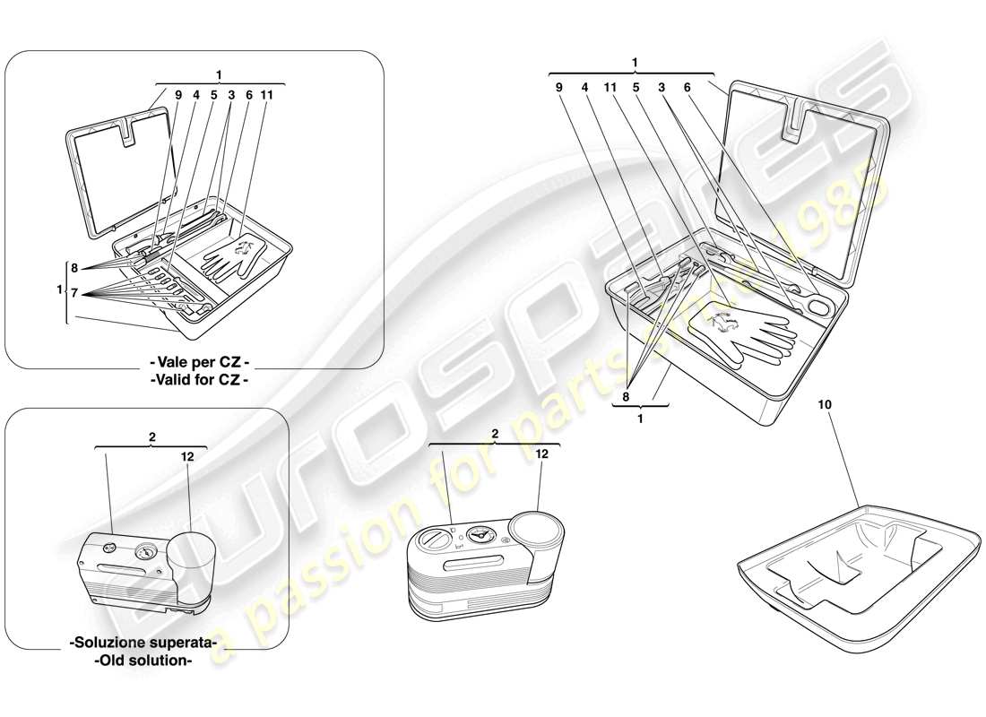 ferrari 599 gtb fiorano (usa) tool kit parts diagram