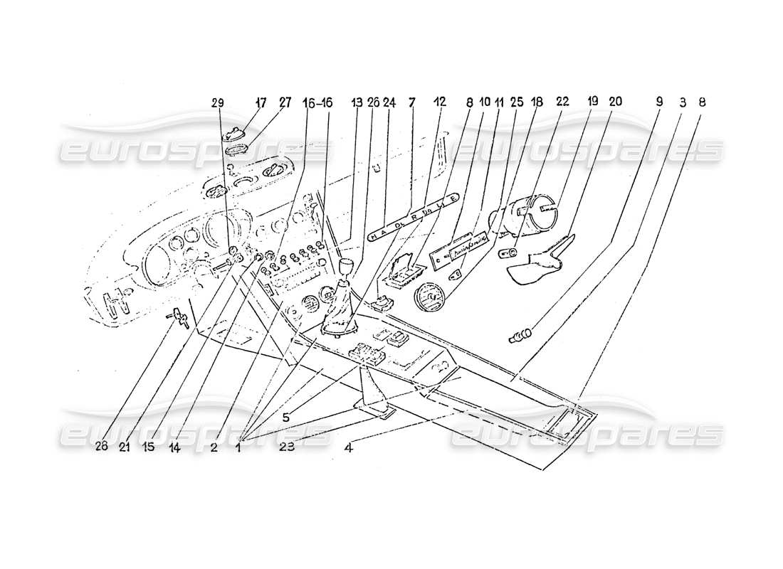 ferrari 365 gt 2+2 (coachwork) interior switches - air vents & trim parts diagram