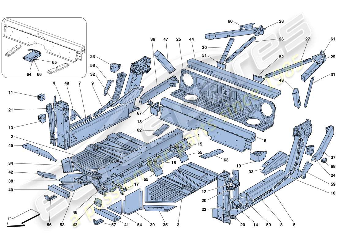 ferrari 488 gtb (rhd) central elements and panels parts diagram